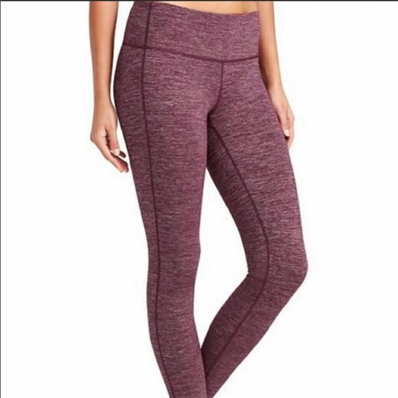 Athleta Burgundy Maroon Wine Space Dye Leggings - Picture 3 of 9